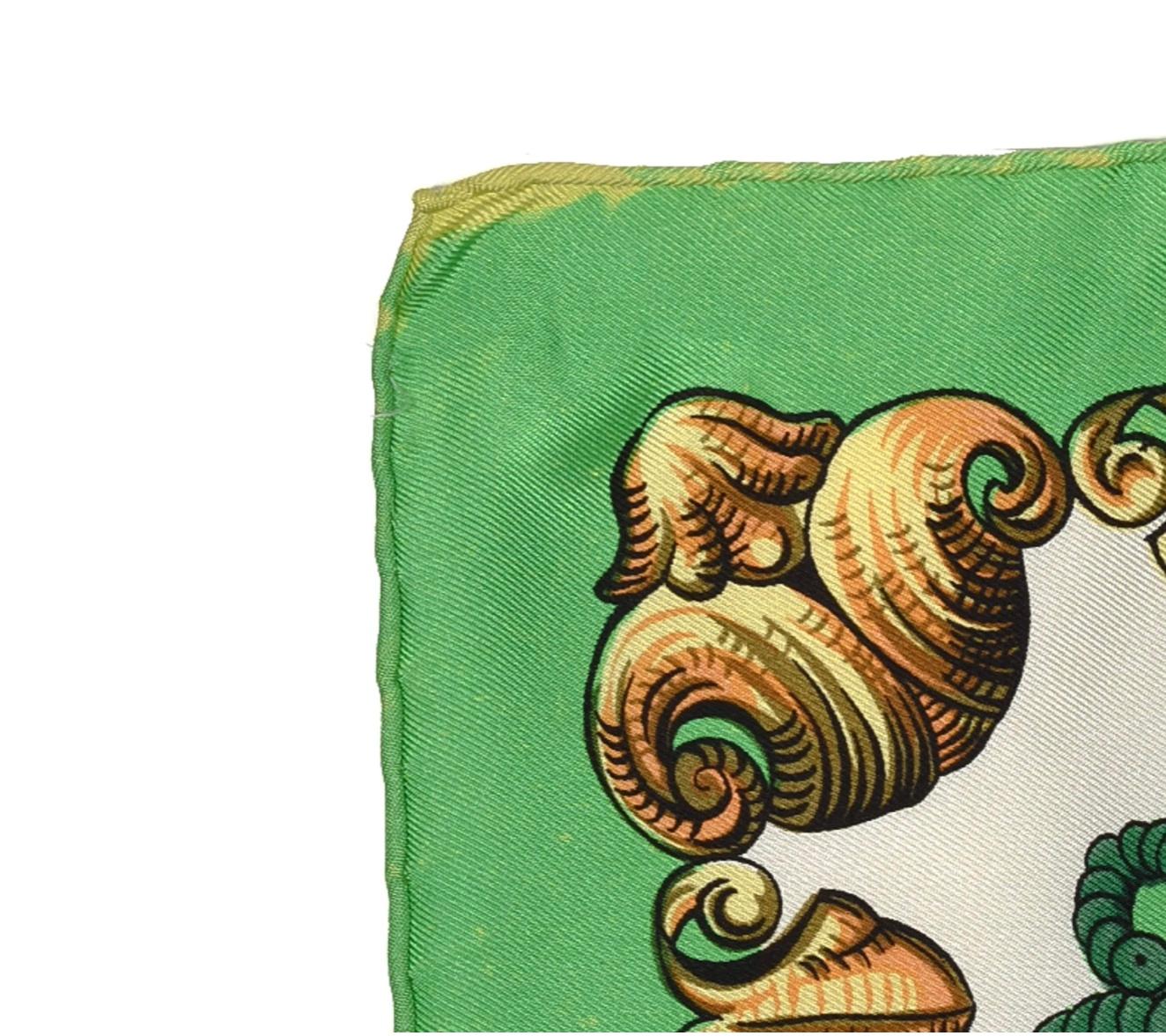 Green Hermes Ludvicus Magnus Silk Scarf Scarf Neckerchief For Sale