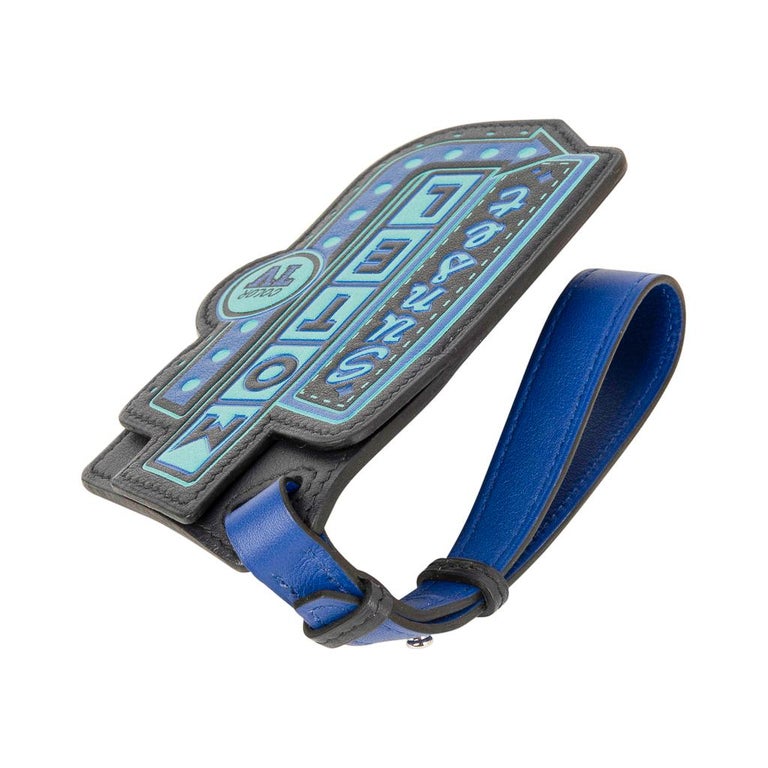 Hermes Luggage Tag Room 24 Bleu Indigo Black Green New w/ Box For Sale