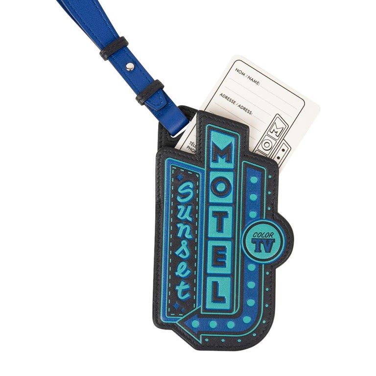 Hermes Luggage Tag Room 24 Bleu Indigo Black Green New w/ Box For Sale