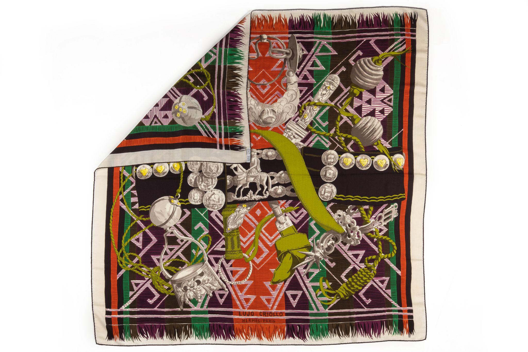 Hermès “Lujo Criollo” cashmere/silk blend cashmere shawl.