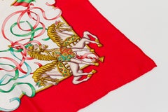Hermès "Luna Park" Red Silk Scarf