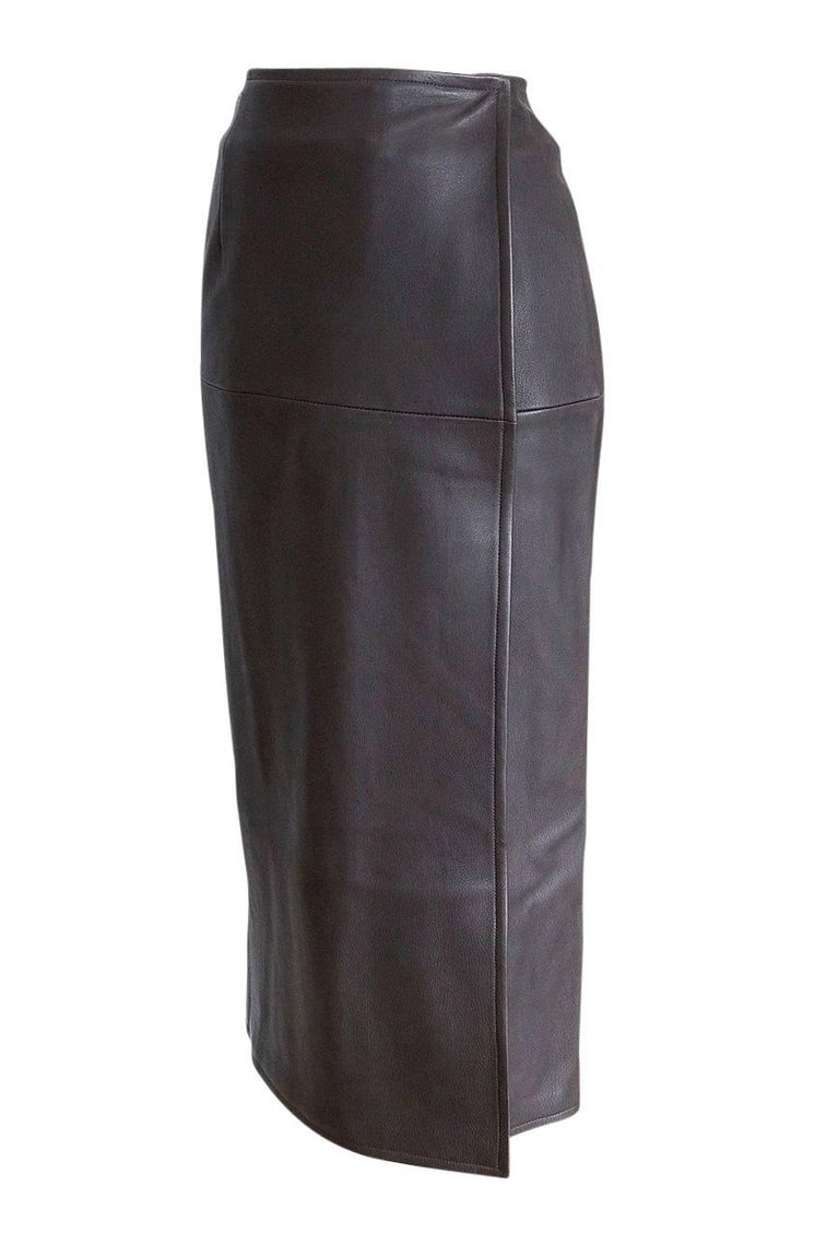 Hermes Luxurious Deer Leather Sleek Wrap Skirt 38 / 4 For Sale at ...