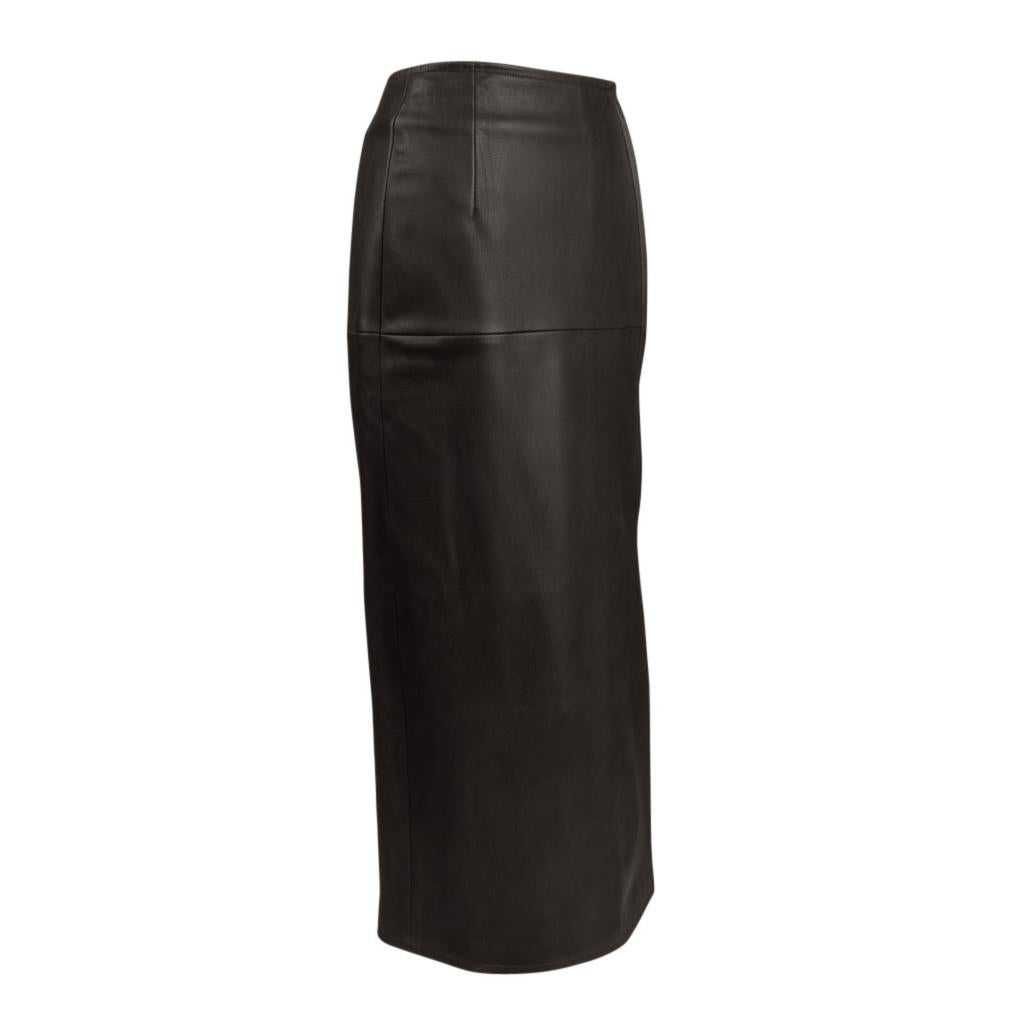Black Hermes Luxurious Deer Leather Sleek Wrap Skirt 38 / 4  For Sale