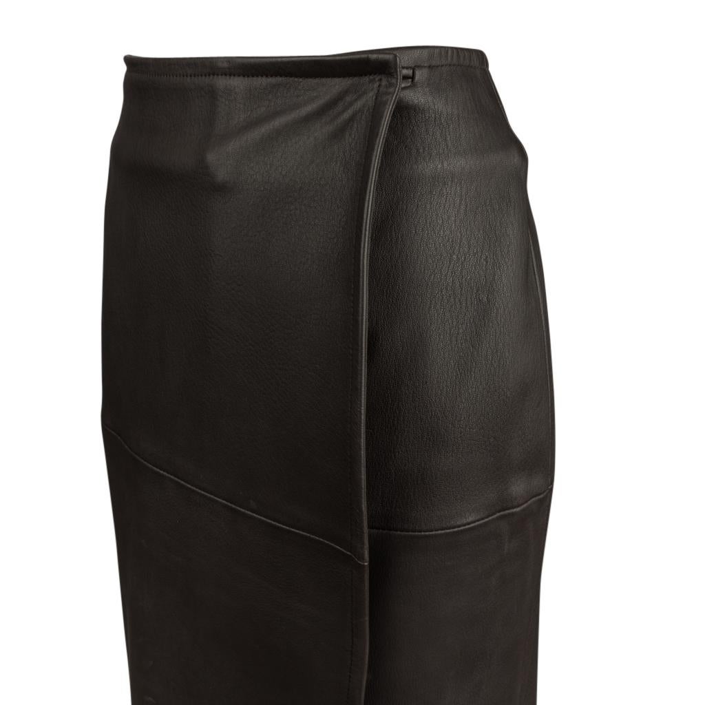Hermes Midi Wrap Skirt Deer Leather 38 / 4 In Excellent Condition For Sale In Miami, FL