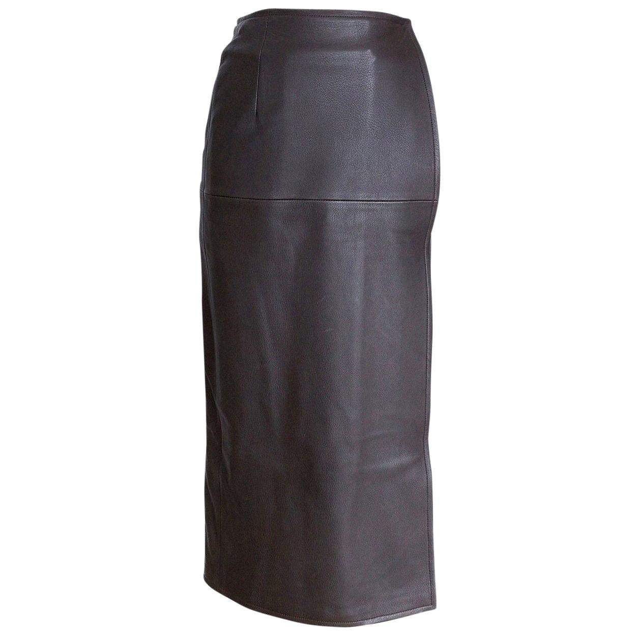 Hermes Luxurious Deer Leather Sleek Wrap Skirt 38 / 4  For Sale