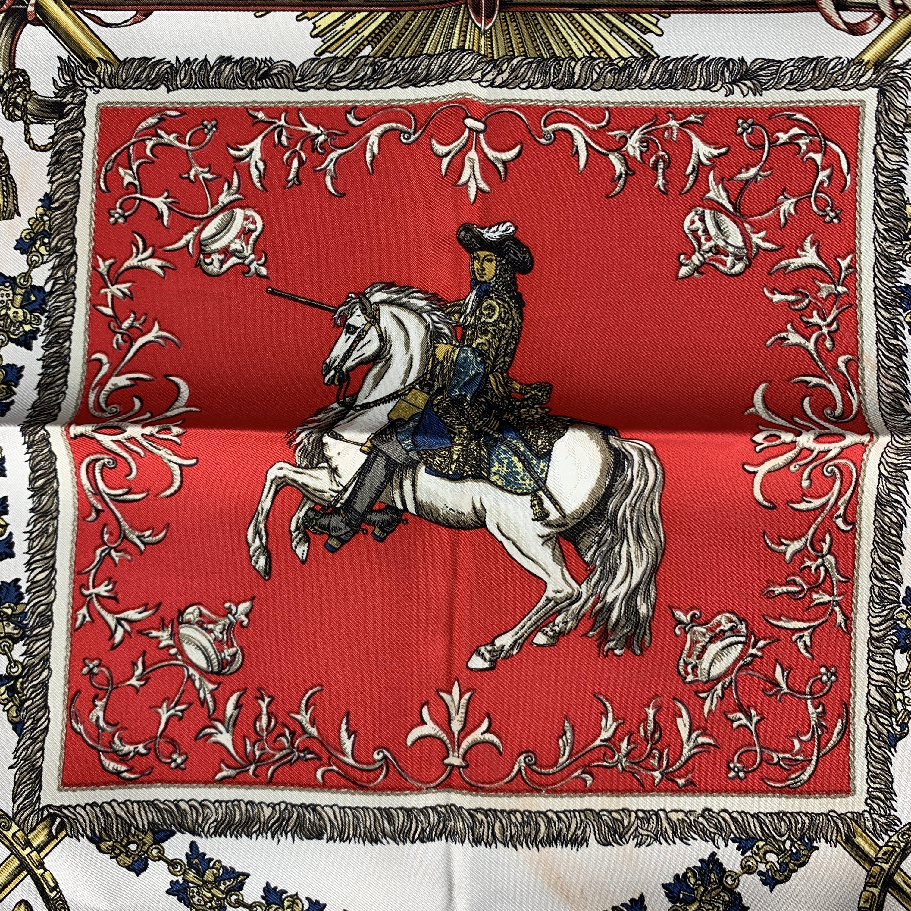 HERMES Lvdovicvs Magnvs Red Silk Pocket Square 2