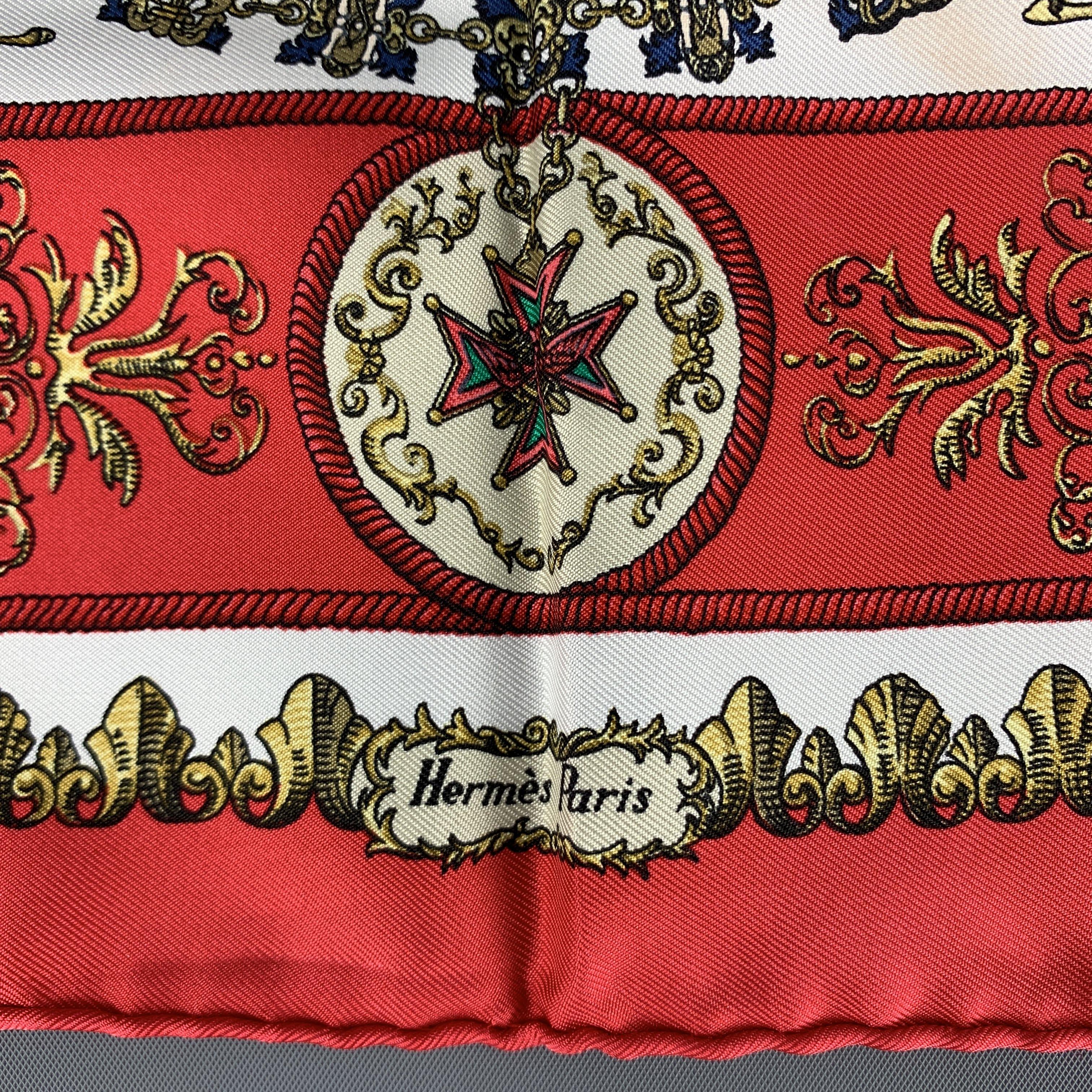 HERMES Lvdovicvs Magnvs Red Silk Pocket Square 3