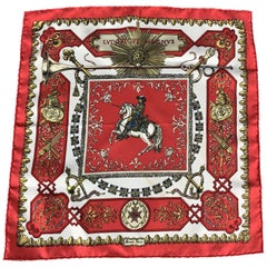 HERMES Lvdovicvs Magnvs Red Silk Pocket Square