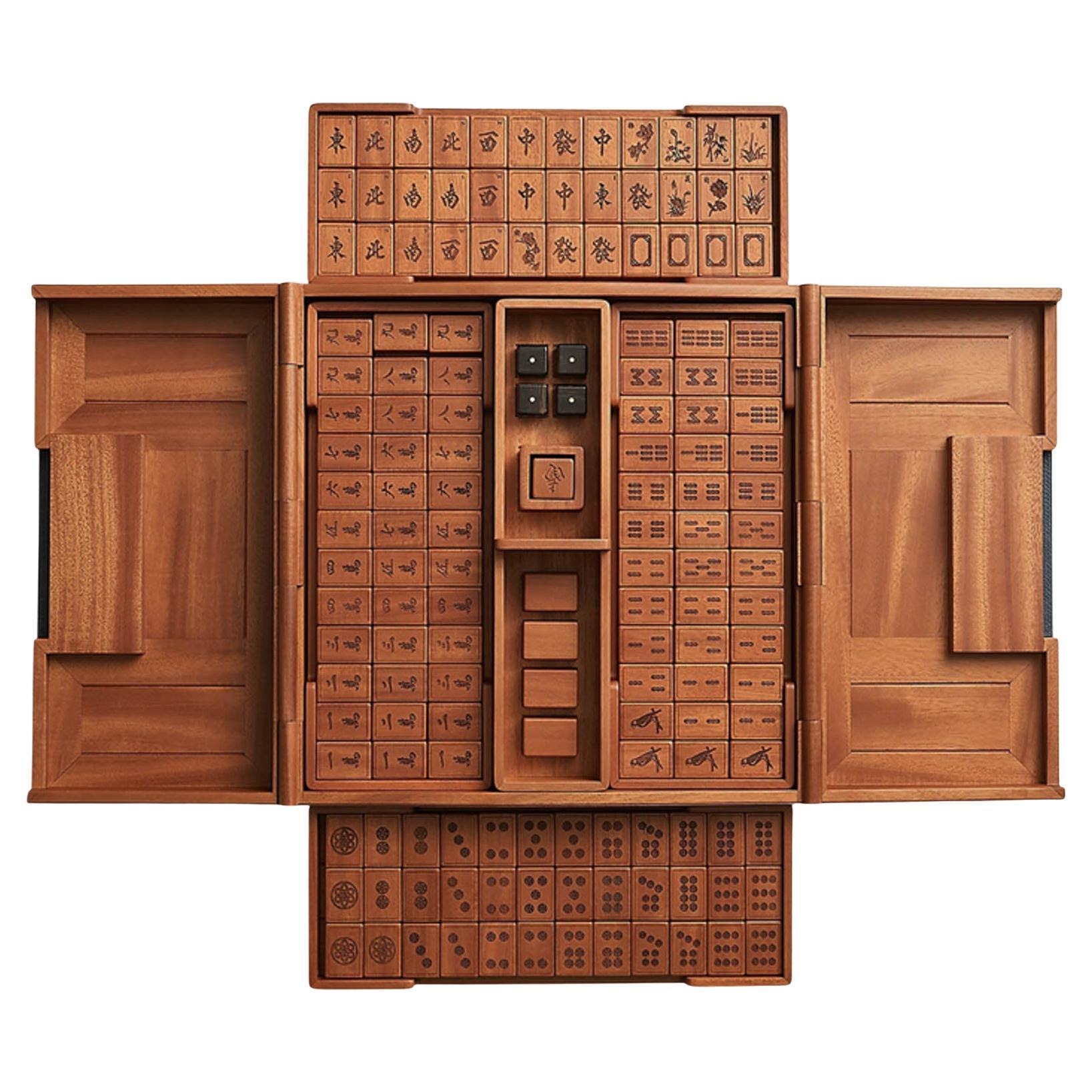 Hermes Macao Mahjong Board Game Fauve and Natural Mahogany