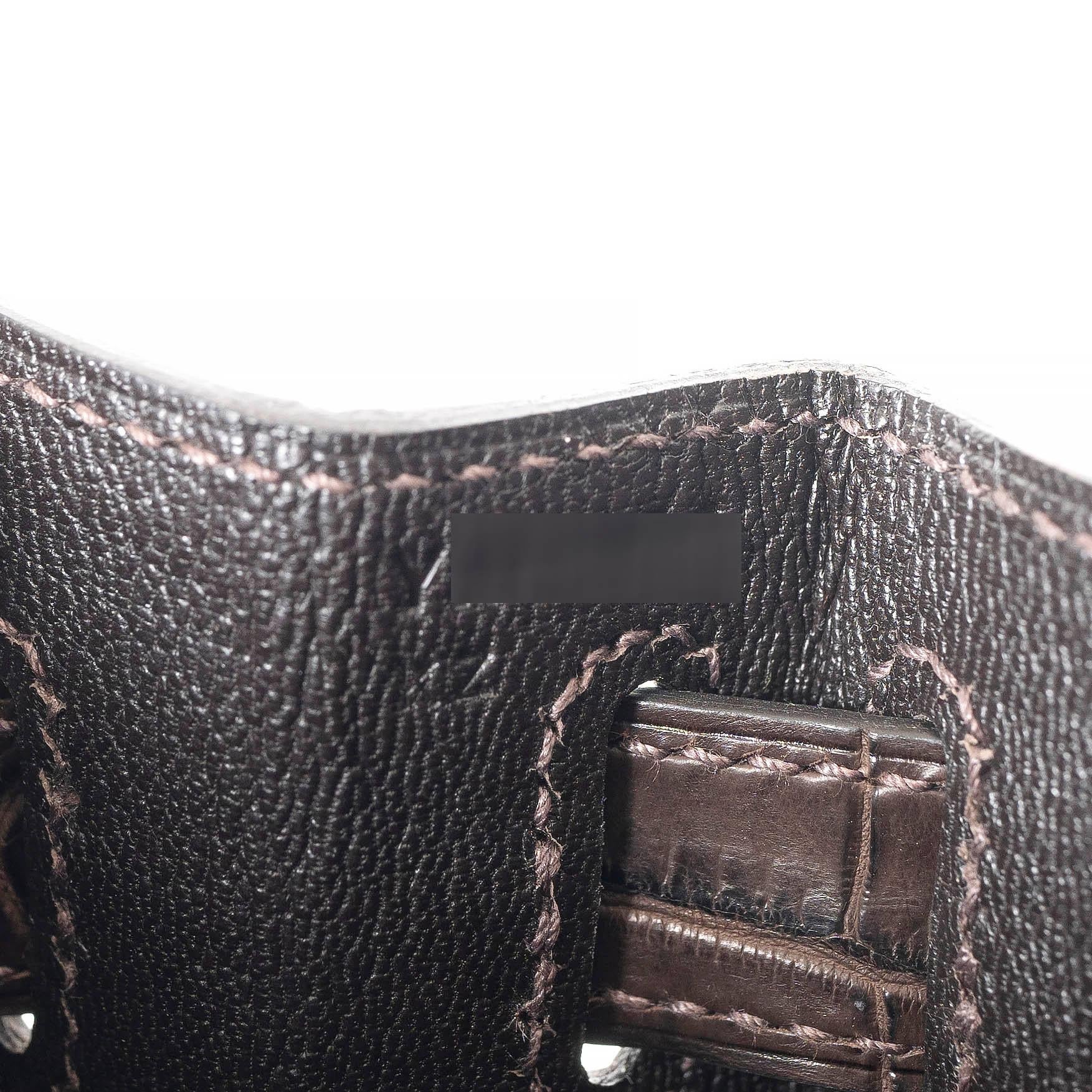 HERMES Macassar Ebene Miel Rose Extreme Alligator KELLY 28 SELLIER Bag Phw 4