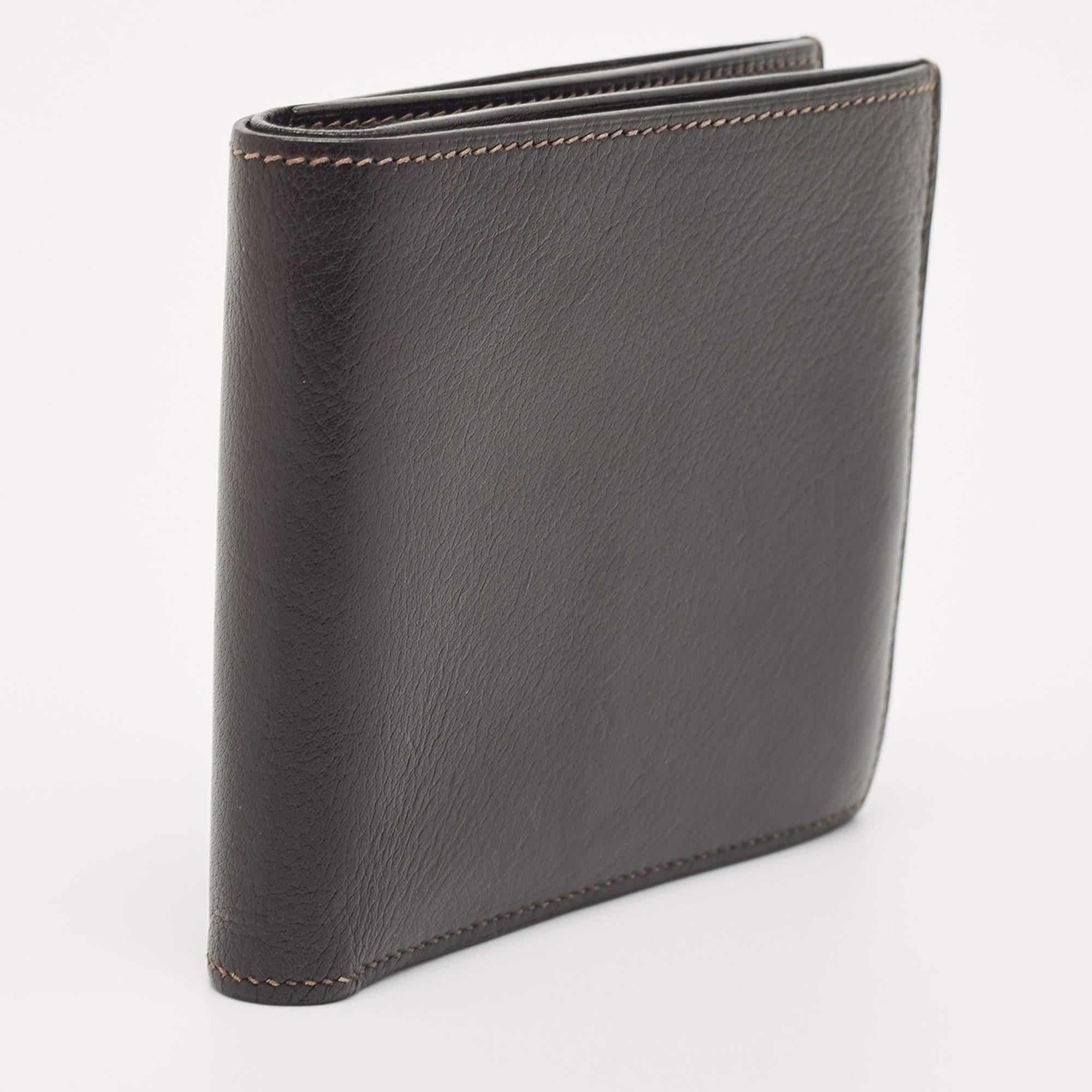 Men's Hermes Macassar Evergrain Leather Vintage Bifold Wallet