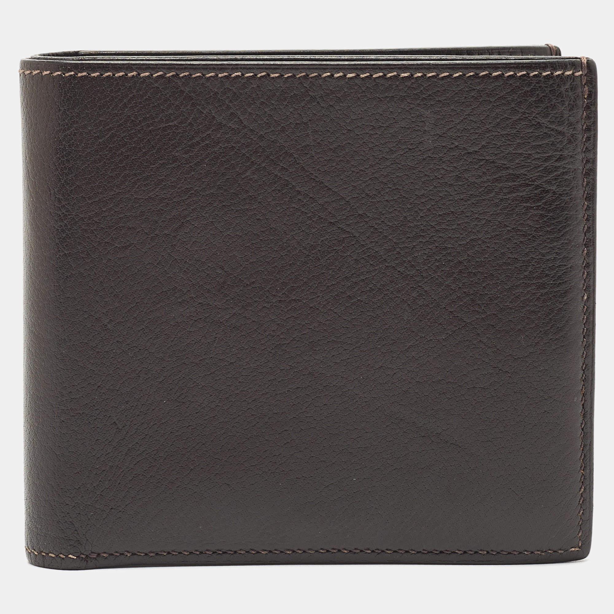 Hermes Macassar Evergrain Leather Vintage Bifold Wallet 1