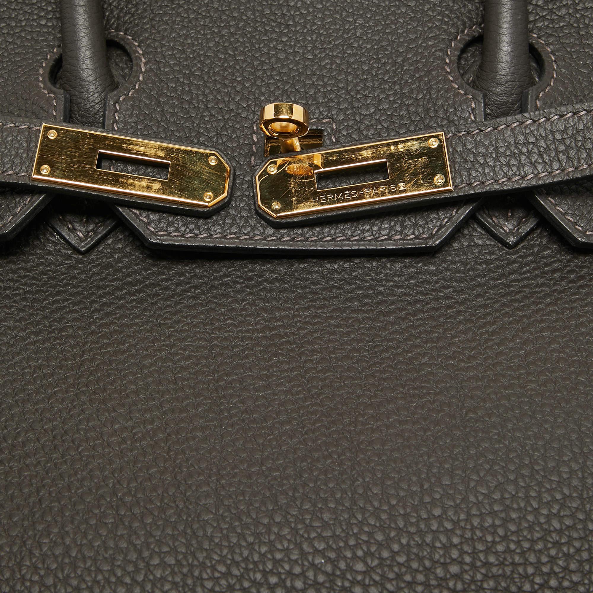 Hermes Macassar Togo Leather Gold Finish Birkin 35 Bag 13