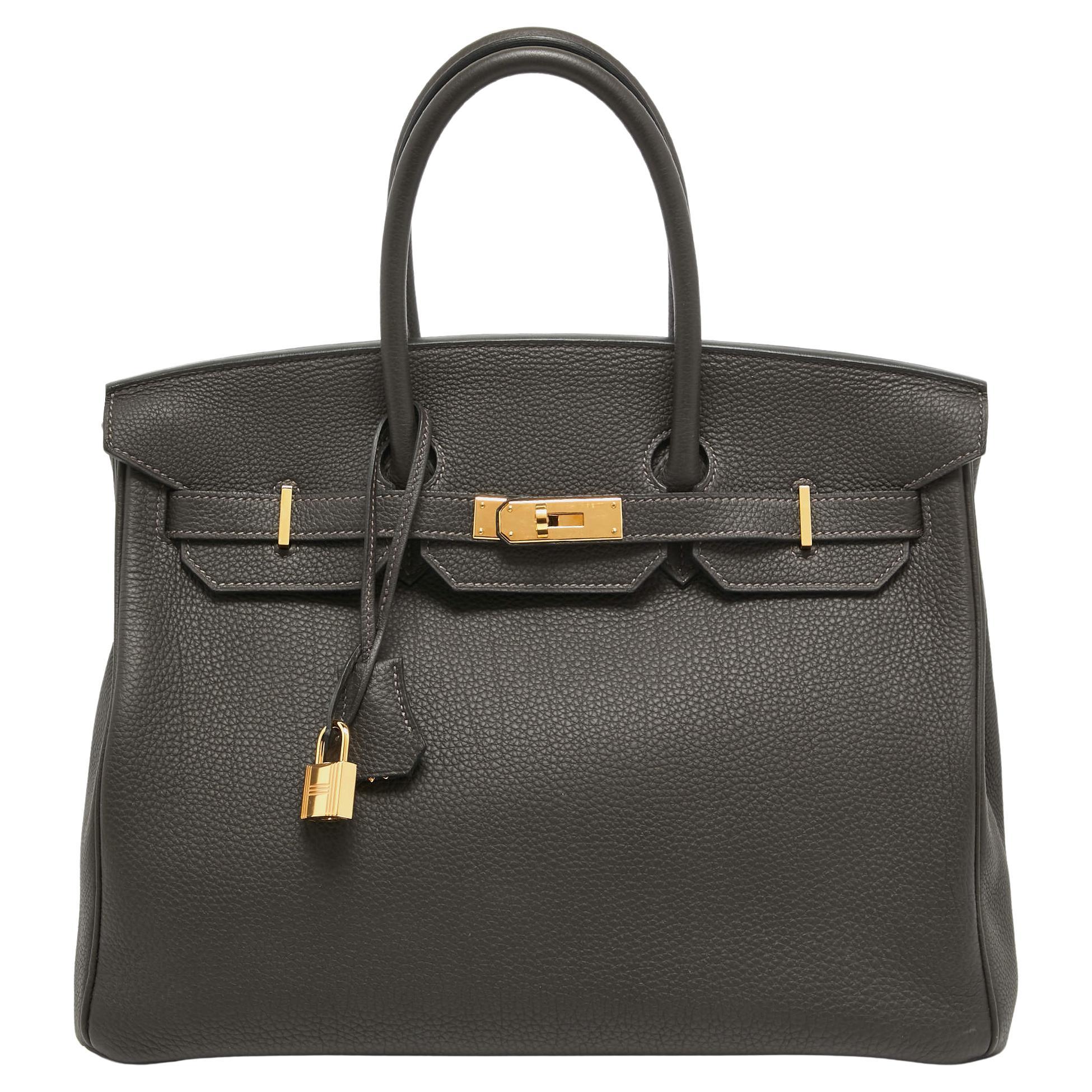 Hermes Macassar Togo Leather Gold Finish Birkin 35 Bag