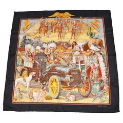 Hermes Magnificently "Concourse D'Elegance 1885 Limousines De Voyage" Silk Scarf