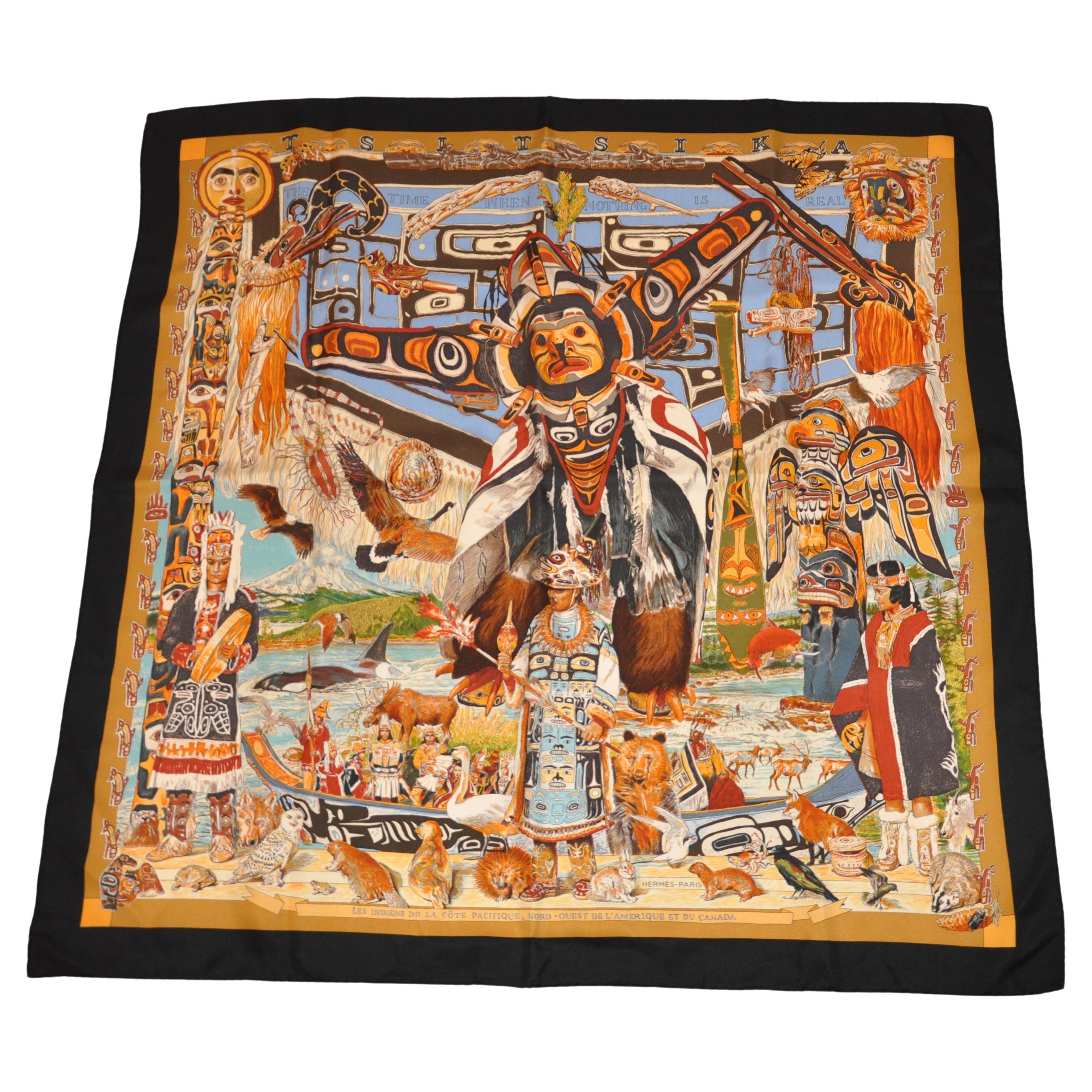 Hermes Magnificently Detailed "Limited Edition" "Tsitsika" Silk Jacquard Scarf