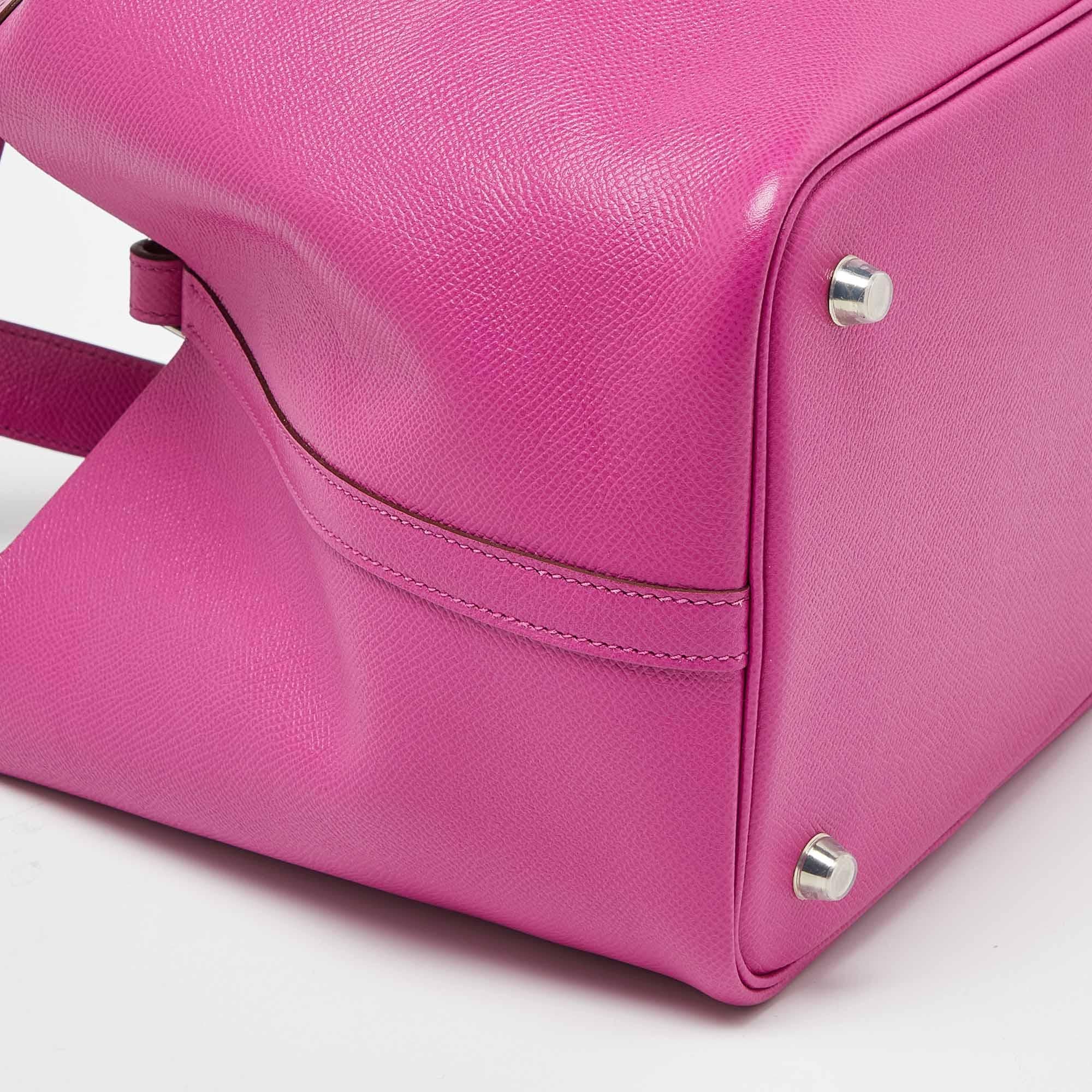 Hermès Magnolia/Bleu Saphir/Crate Leather Tressage Lock 22 Bag 6