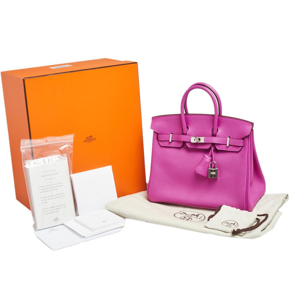 Hermes Magnolia/Capucine Taurillon Novillo Palladium Plated Birkin 25 Bag 7