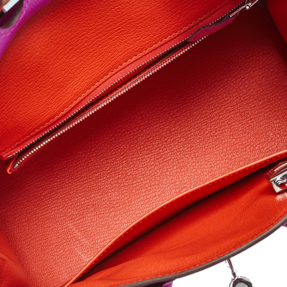 Hermes Magnolia/Capucine Taurillon Novillo Palladium Plated Birkin 25 Bag 4