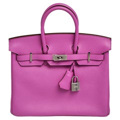 Hermes Magnolia/Capucine Taurillon Novillo Palladium Plated Birkin 25 Bag