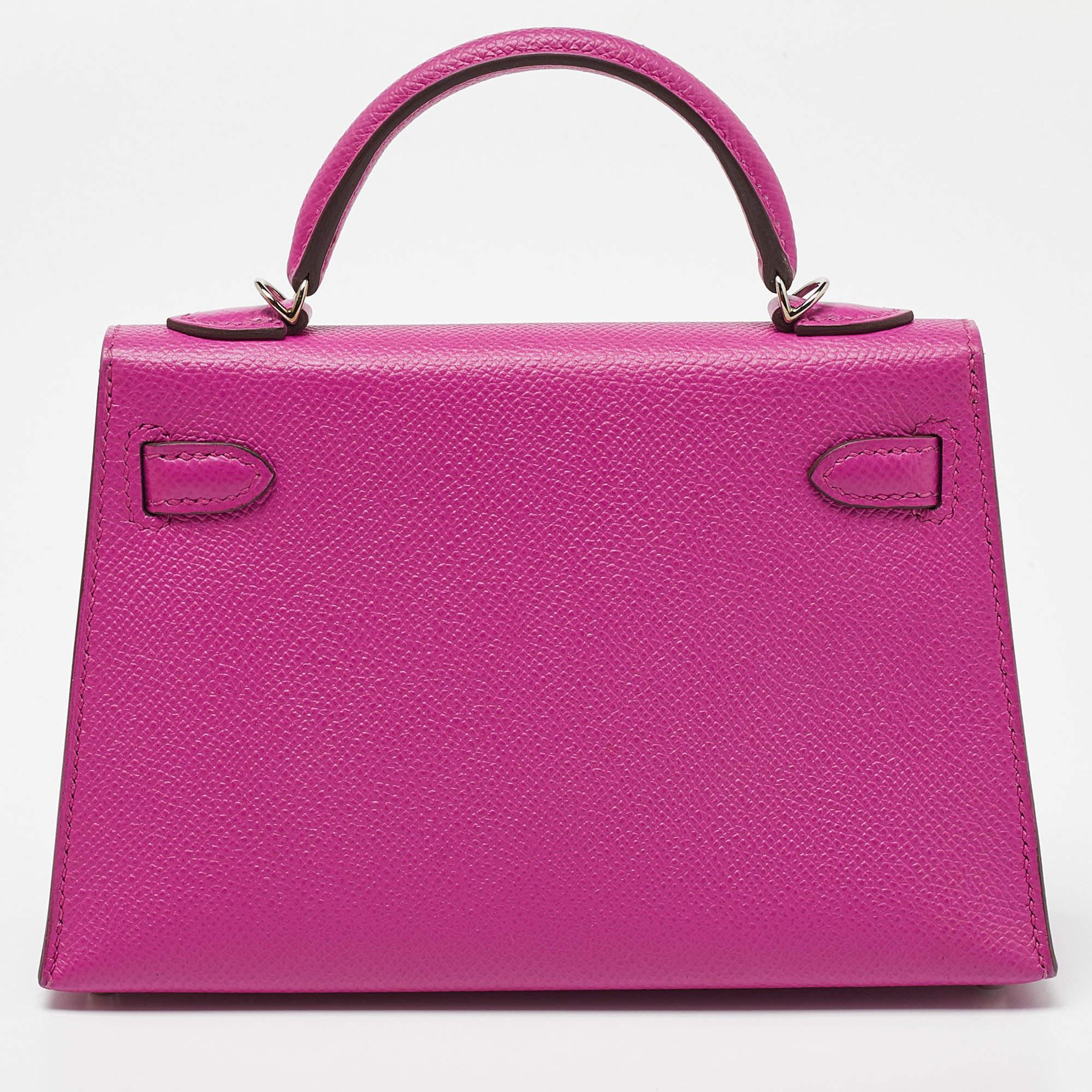 Hermès Magnolia Epsom Leather Palladium Finish Mini Kelly II Sellier 20 Bag In Good Condition In Dubai, Al Qouz 2