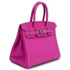 HERMES Magnolia pink Novillo leather BIRKIN 30 Bag Palladium