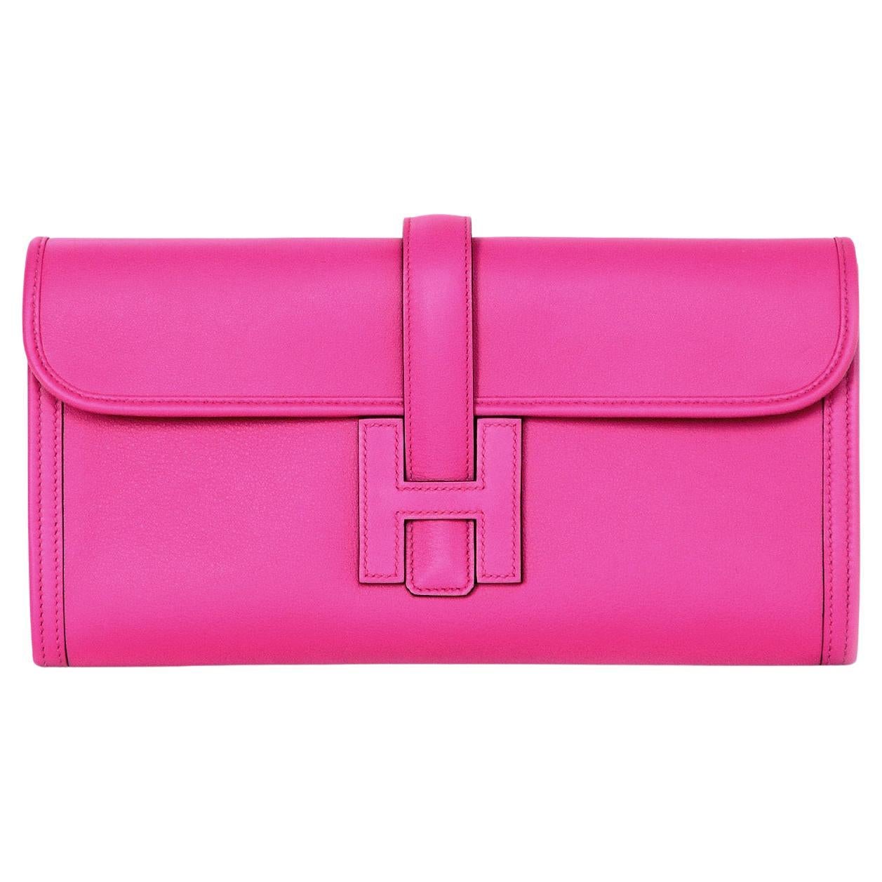 Hermes Magnolia Pink Swift Leather Jige Elan 29 Clutch Bag