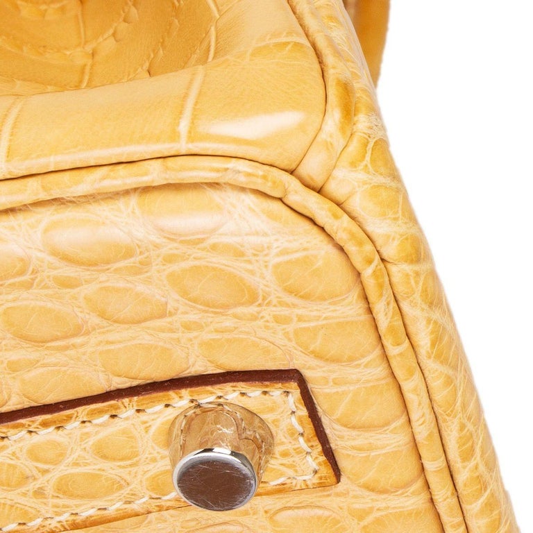 Hermes Mais Yellow Matte Aligator Crocodile Leather Birkin 35 Tote Bag
