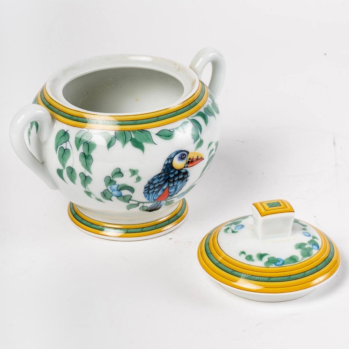 Hermes Maison - Coffee Tea Set Toucans Limoges Porcelain 18 Pieces 8
