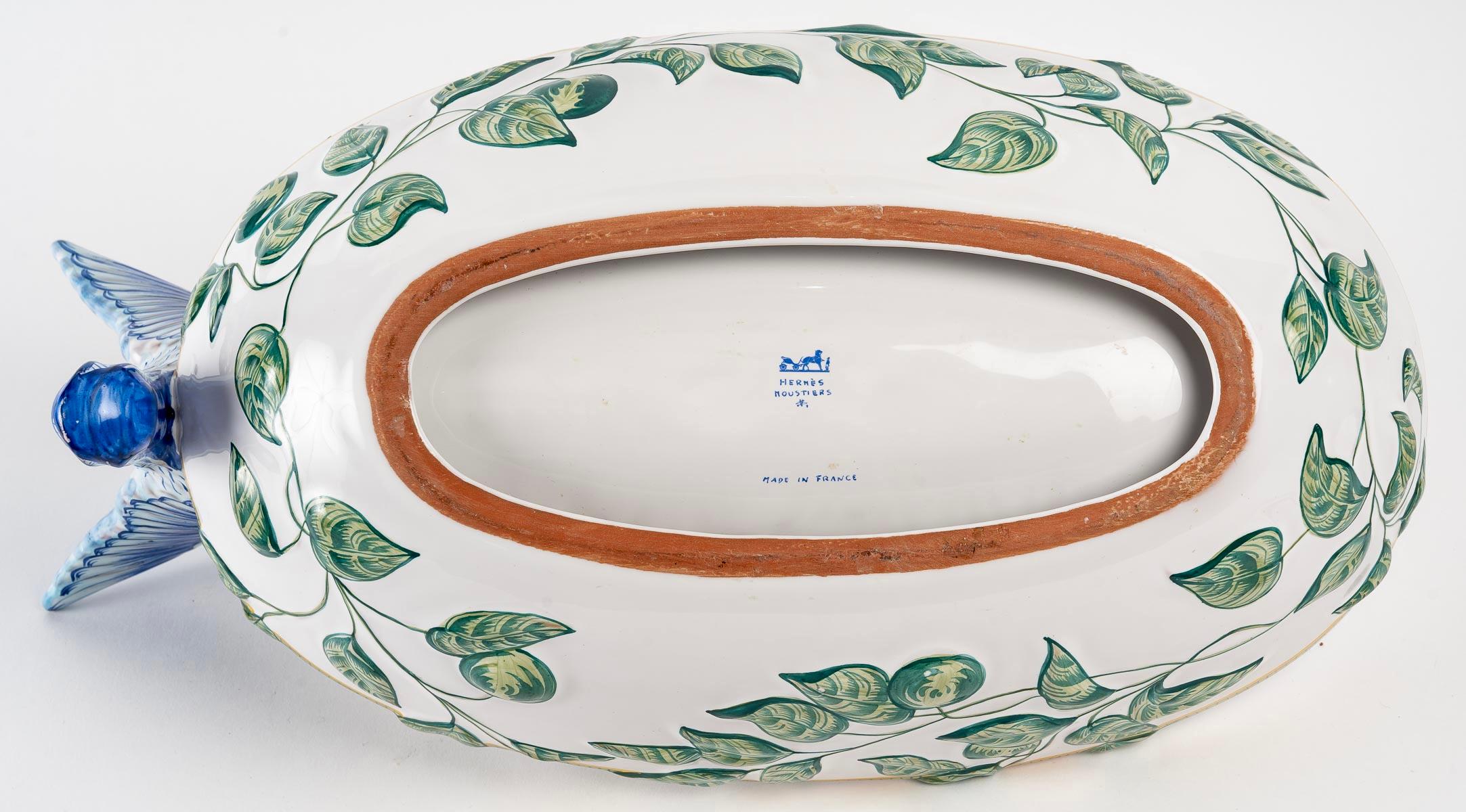 Enamel Hermès Maison & Moustiers, Planter Bowl Toucans Earthenware