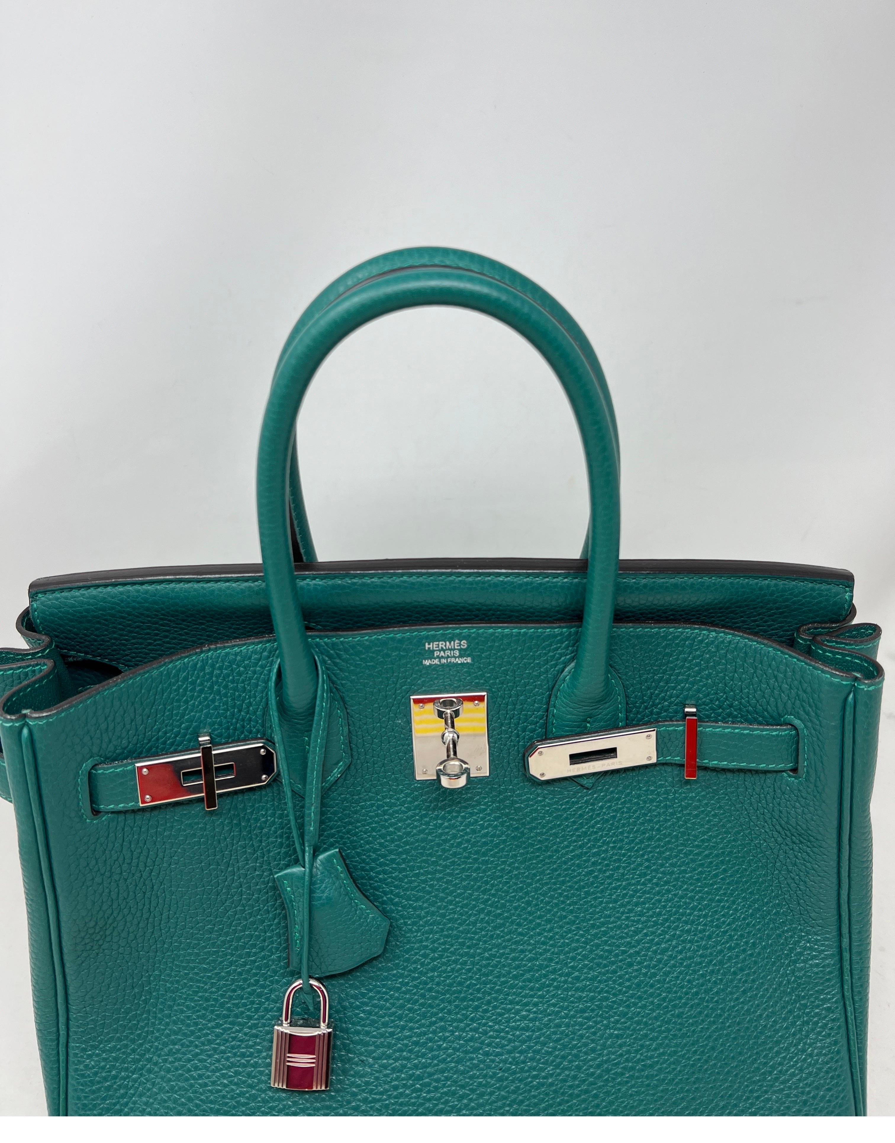 Bleu Hermès - Sac Birkin 30 en malachite