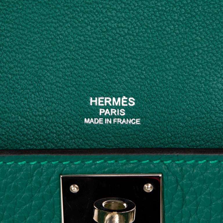 $9000 Hermes Classic Deep Green Malachite Clemence Leather Jypsiere 28 Bag  Purse - Lust4Labels