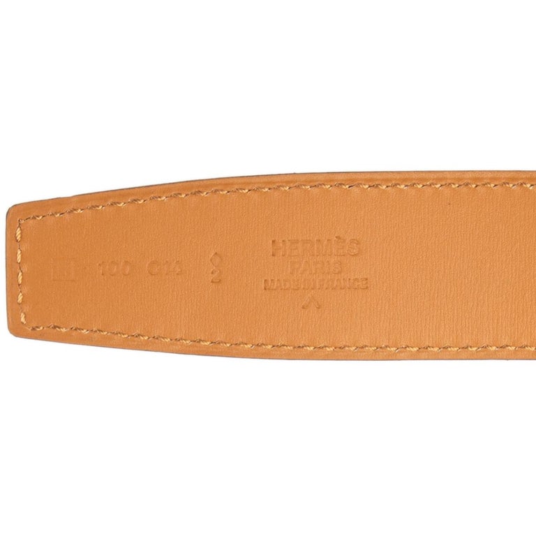 Hermes 32mm Belt Strap Graphite grey Shiny Porosus Crocodile 100