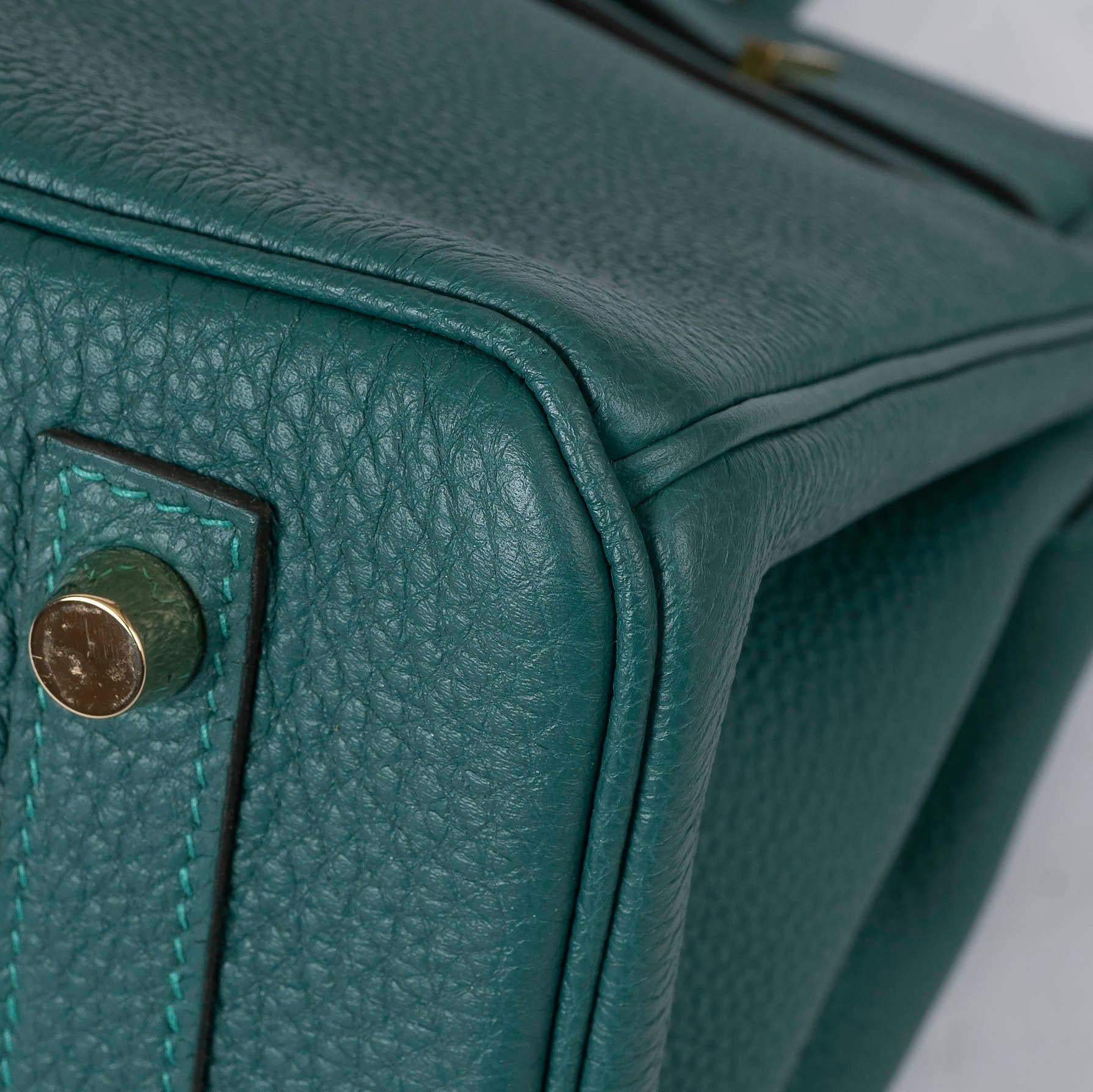 HERMES Malachite green Togo leather BIRKIN 30 Bag Ghw For Sale 5
