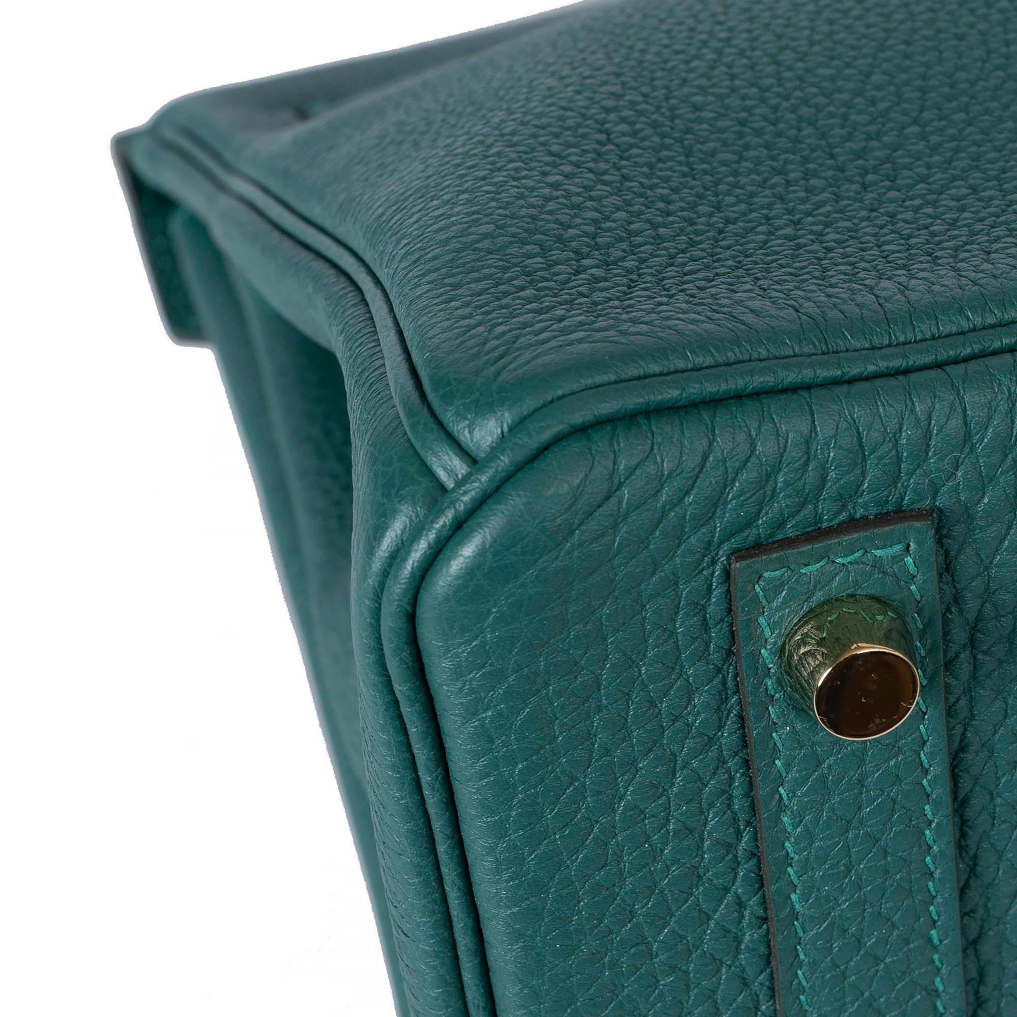 HERMES Malachite green Togo leather BIRKIN 30 Bag Ghw For Sale 6