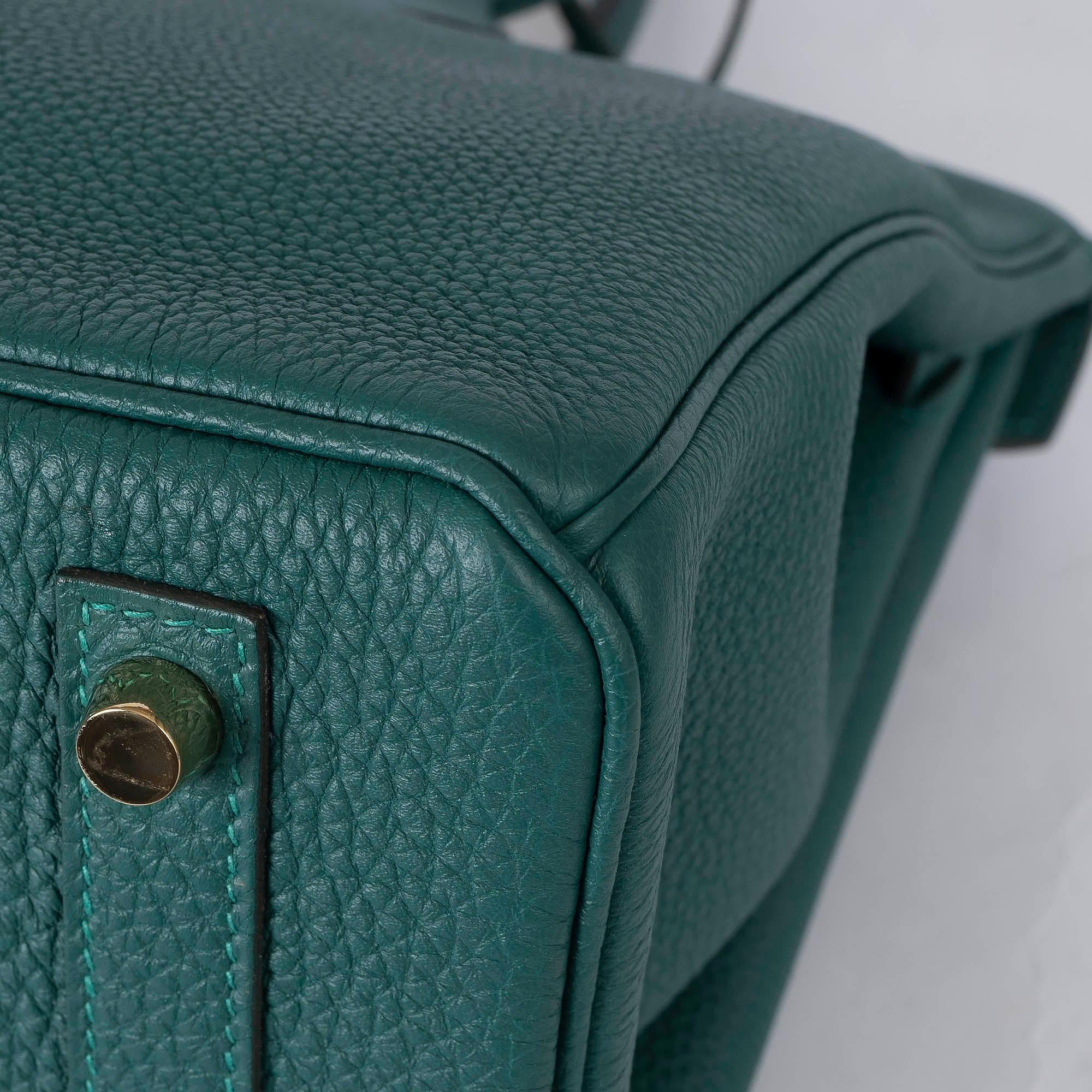 HERMES Malachite green Togo leather BIRKIN 30 Bag Ghw For Sale 7