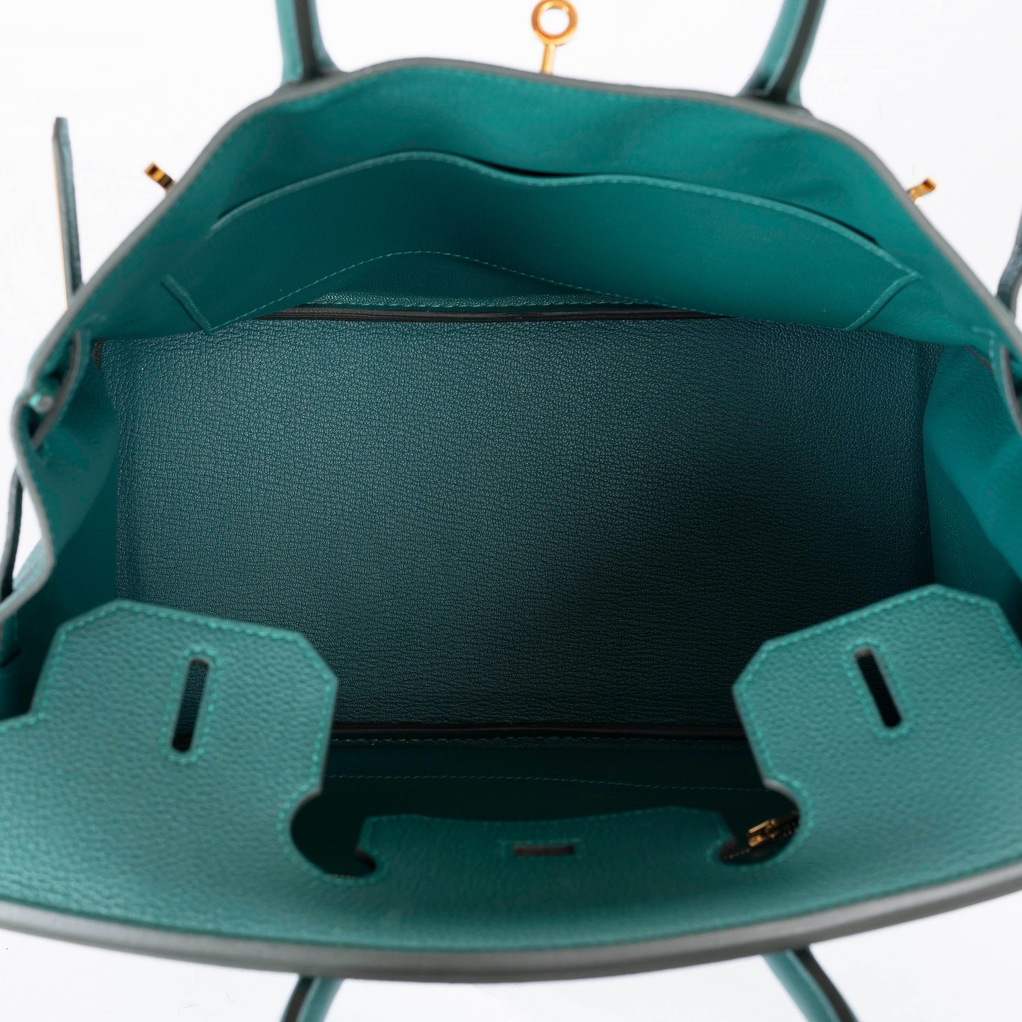 HERMES Malachite green Togo leather BIRKIN 30 Bag Ghw For Sale 1
