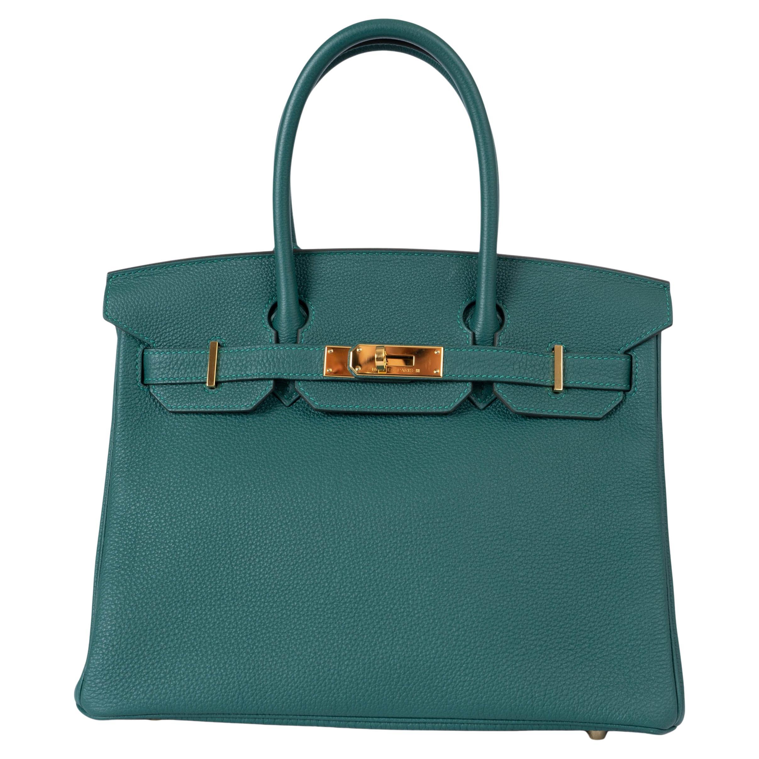 HERMÈS Sac BIRKIN 30 en cuir togo vert malachite