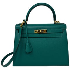 Hermes Malachite Kelly Sellier 28 Bag
