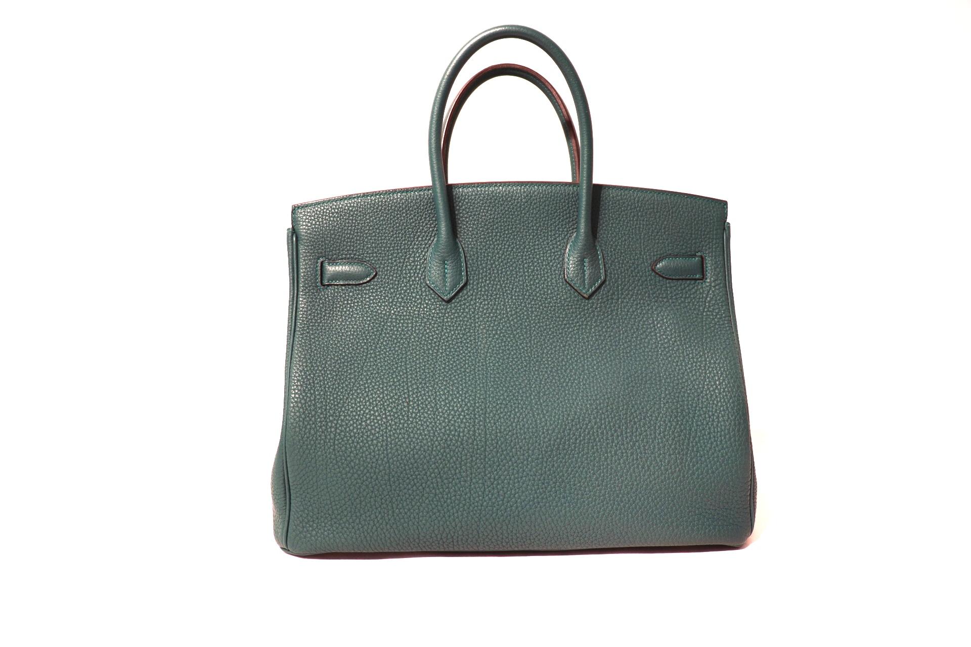 Gray Hermès Malachite Togo 35 cm Birkin Bag