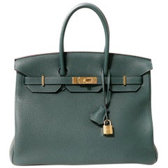 Hermès Malachite Togo 35 cm Birkin Bag