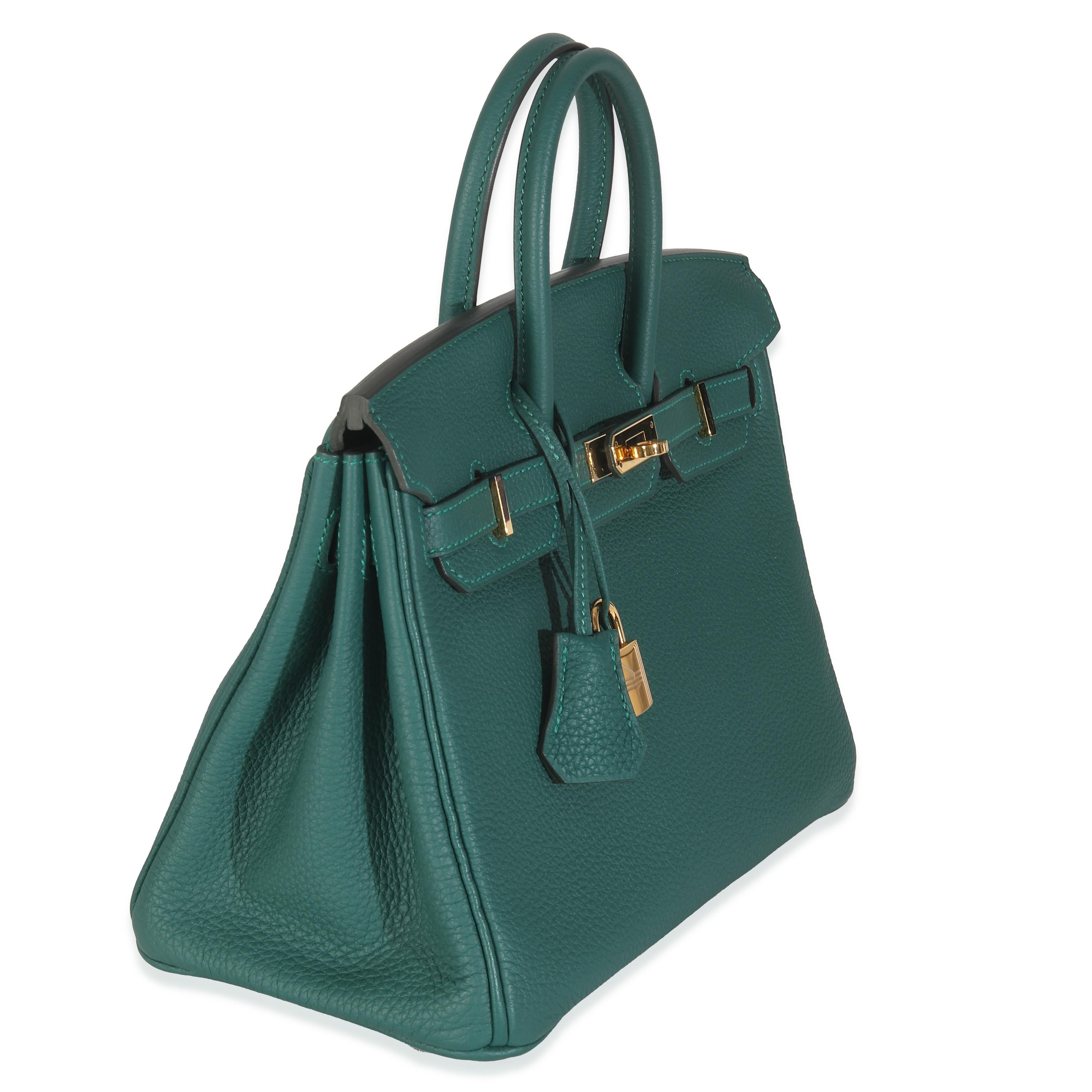Blue Hermès Malachite Togo Birkin 25 GHW For Sale