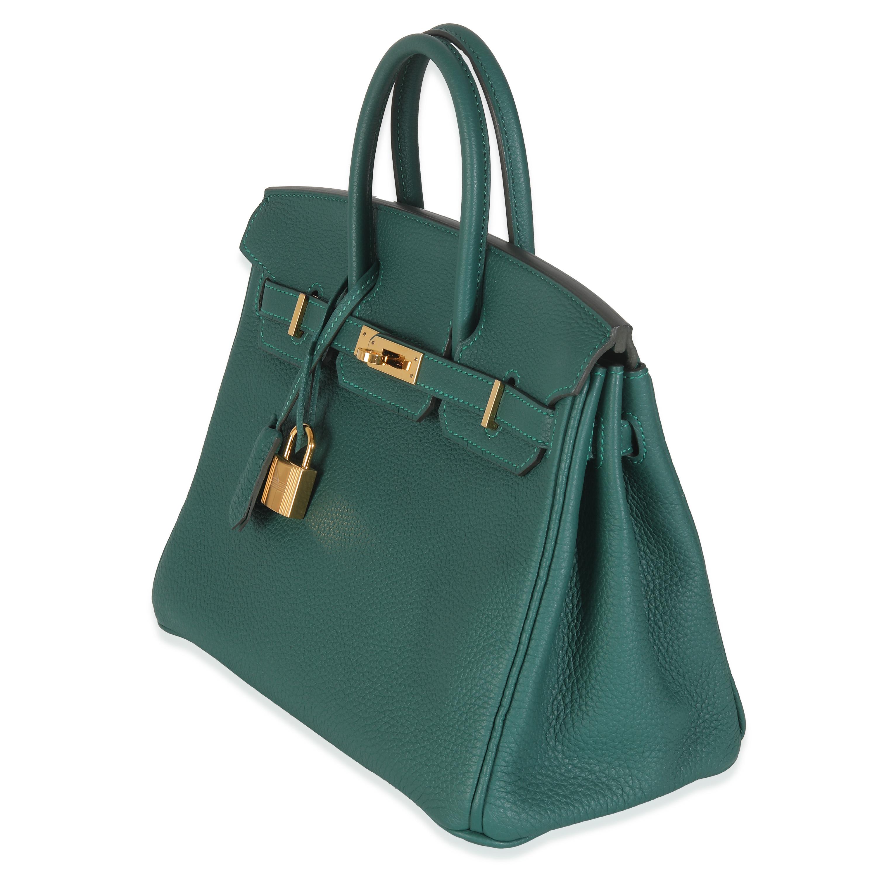 Hermès Malachite Togo Birkin 25 GHW In Excellent Condition For Sale In New York, NY