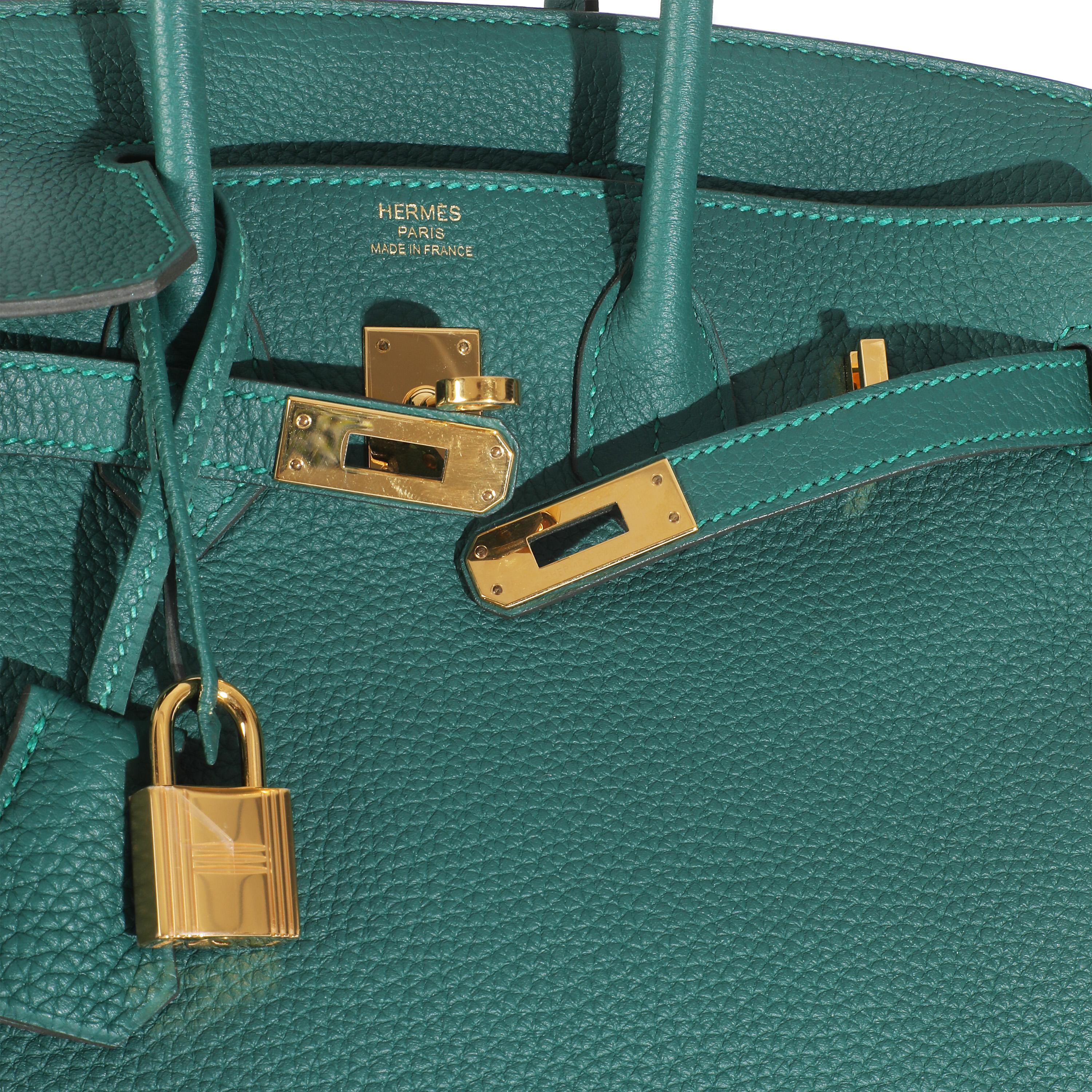 Hermès Malachite Togo Birkin 25 GHW For Sale 1