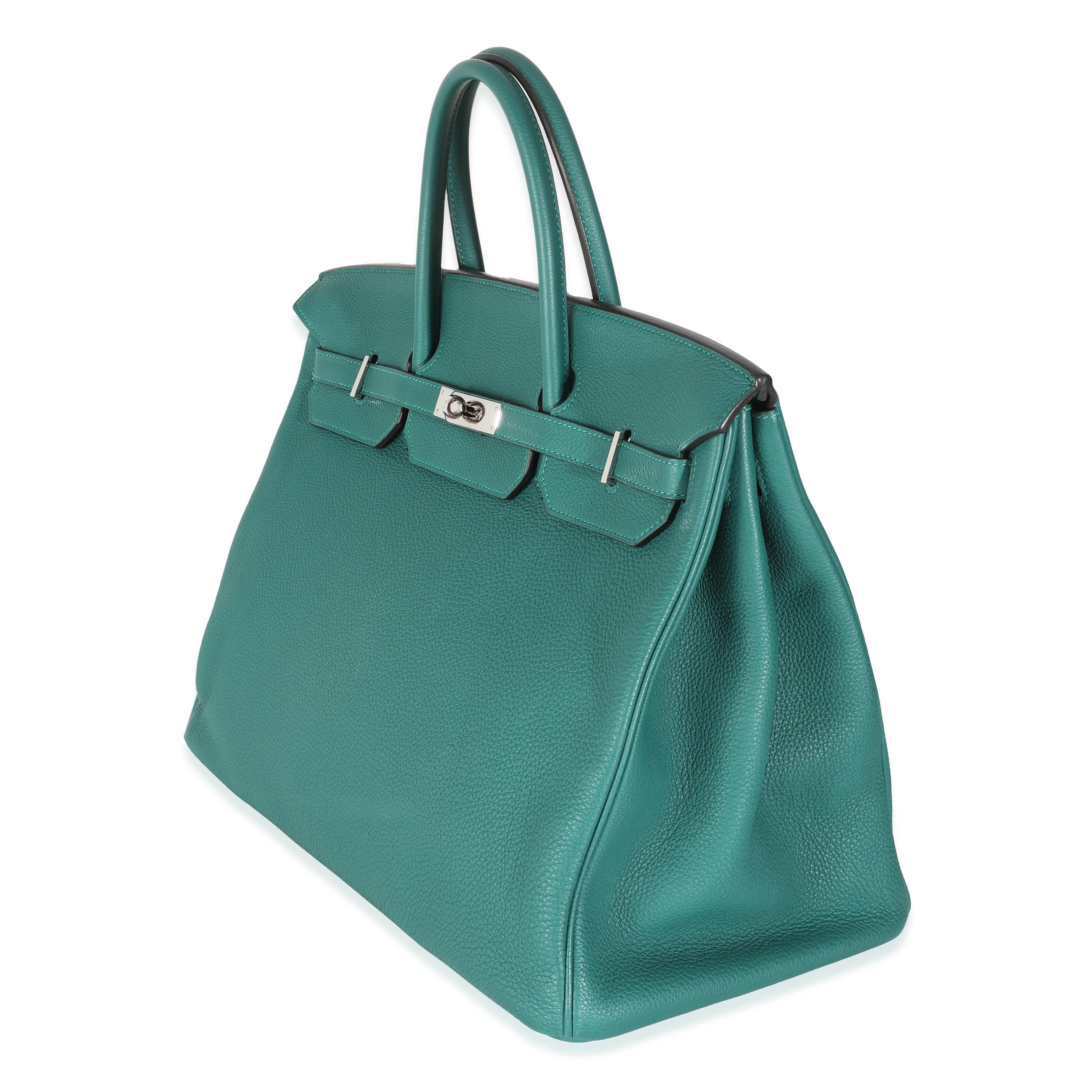 Hermès Malachite Togo Birkin 40 PHW In Excellent Condition For Sale In New York, NY
