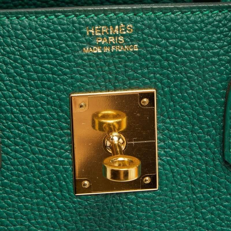 Hermes Malachite Togo Leather Gold Finish Birkin 30 Bag 9