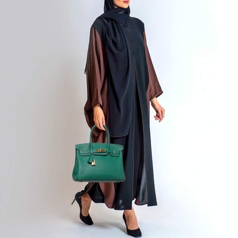 Hermes Malachite Togo Leather Gold Finish Birkin 30 Bag In Excellent Condition In Dubai, Al Qouz 2
