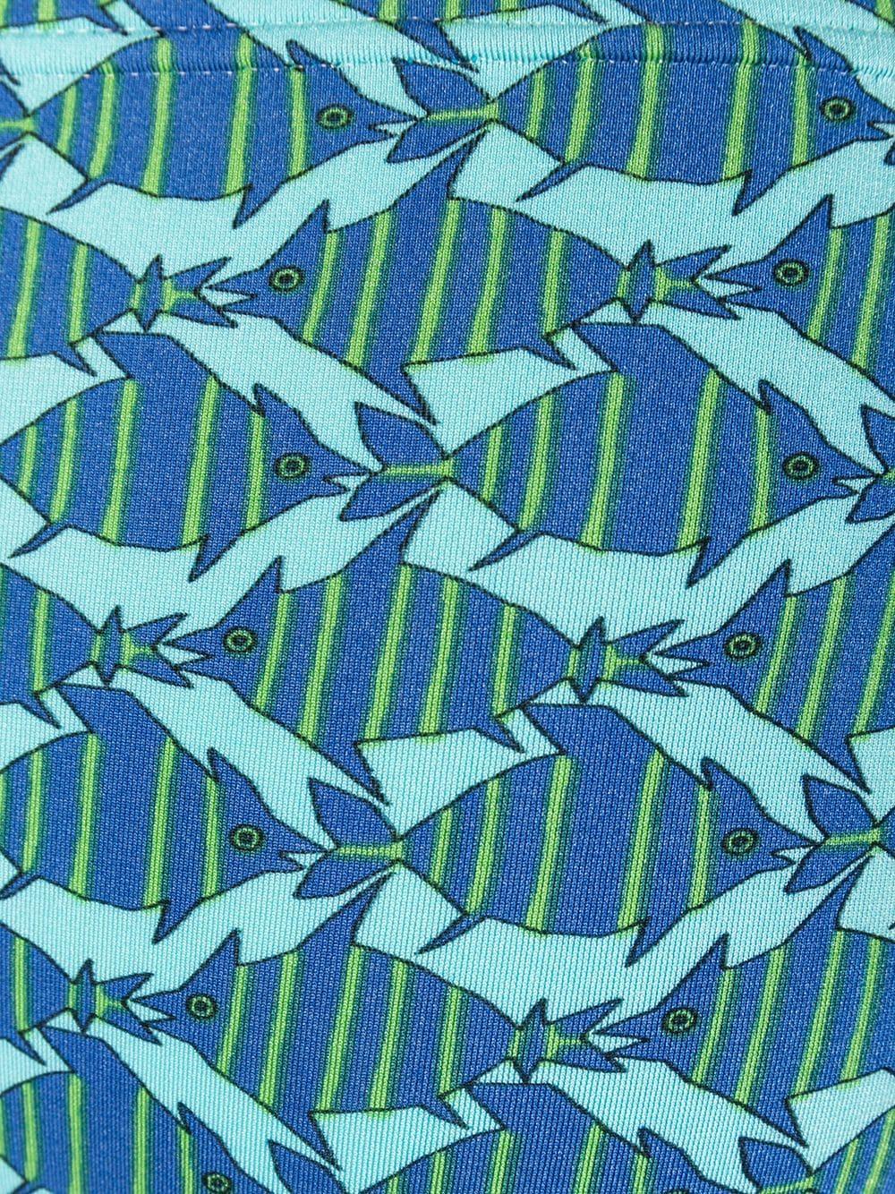 Blue Hermès Man Fish Print Swimwear 