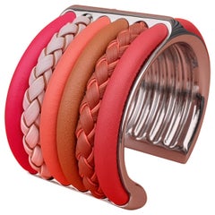 Hermès Manchette Cuff Bracelet Kyoto Braided Leather Palladium Hdw Size 2