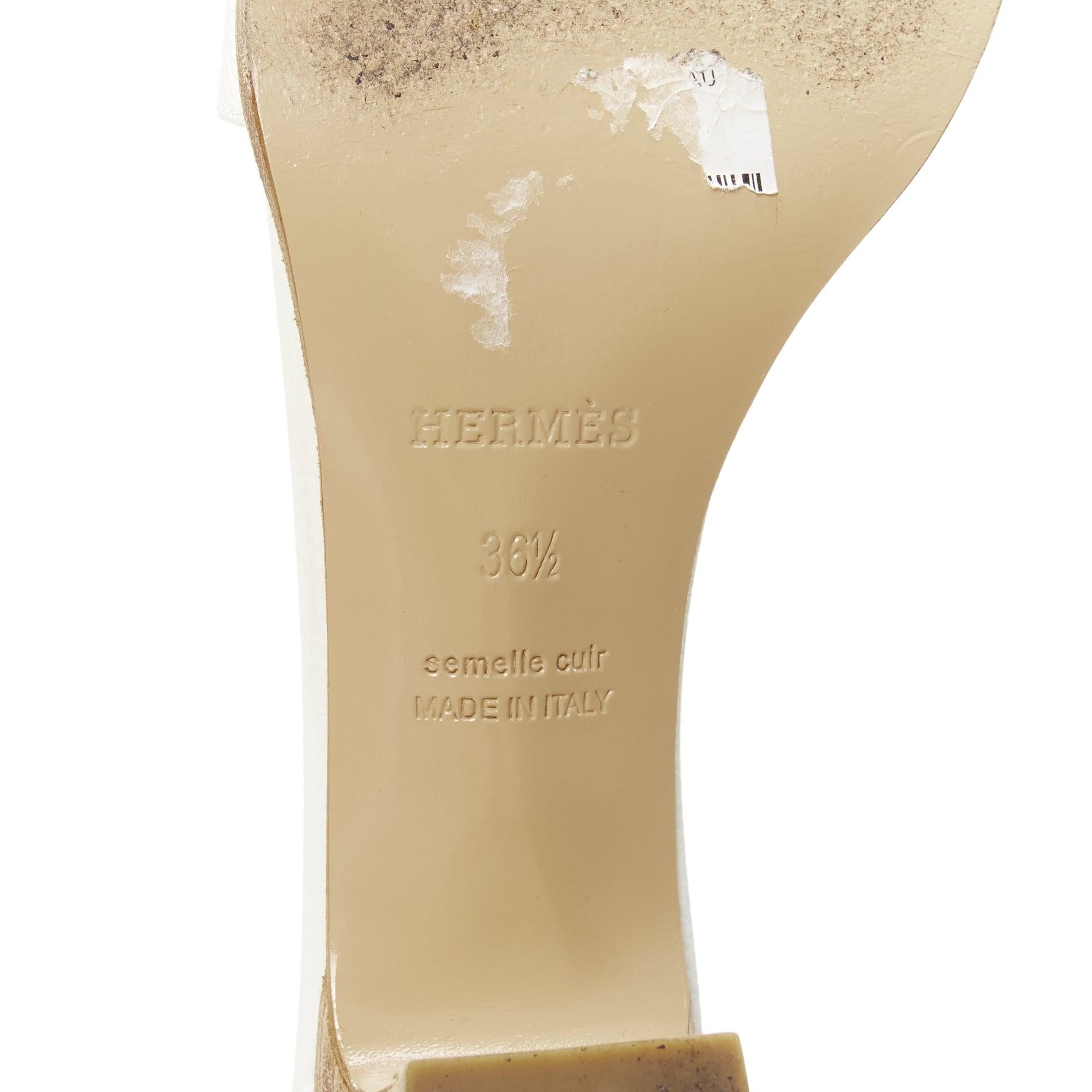 HERMES Manege Kelly silver turnlock epsom leather ankle strap sandals EU36.5 For Sale 6